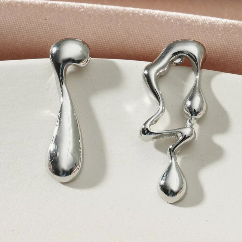Abstract Silver Earrings